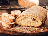 Рецепта Италианска питка чабата омесена хлебопекарна и печена във фурна (хляб)